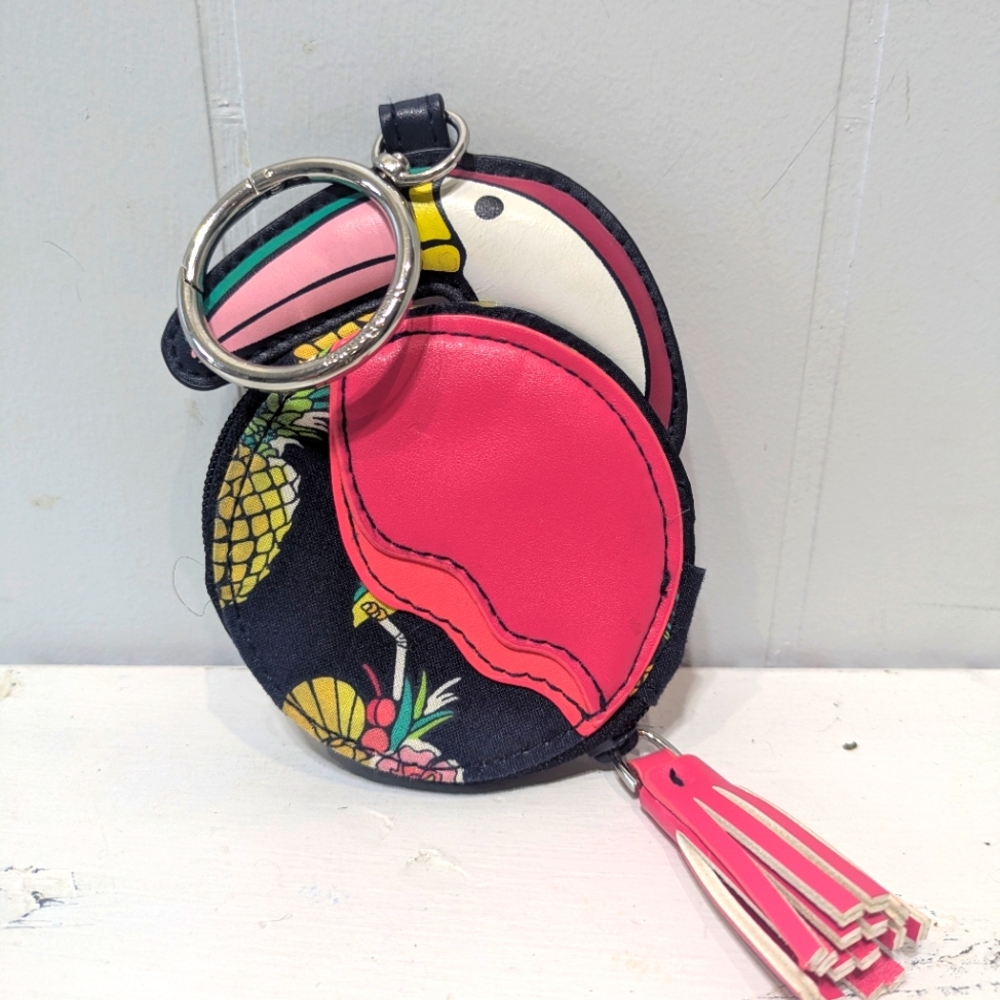 Vera Bradley Toucan Coin Purse Bag Charm Keychain Pineapple Tassel